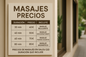 Precios de masajes en Salou: tarifas duración y qué incluye (2026)